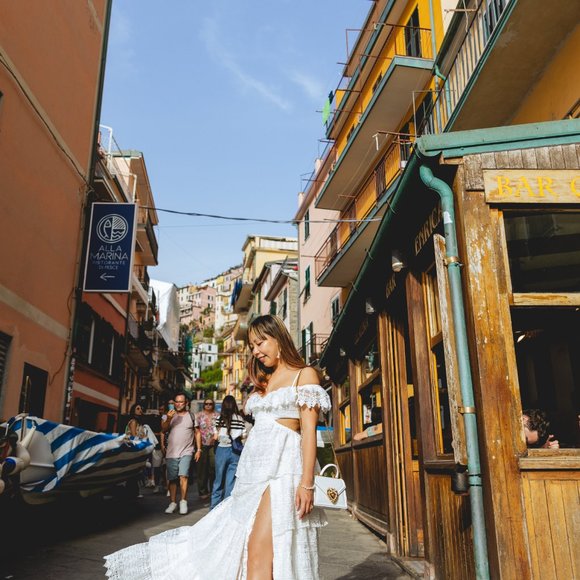 ALAMOUR LILIANA DRESS - White Lace dress with Cut Outs and Off Shoulder - Picture 4 of 5